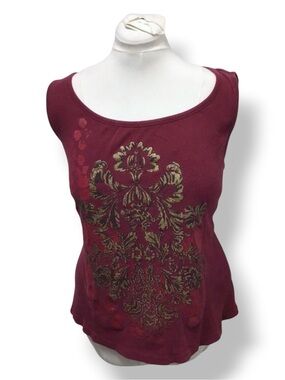 Faded Glory Women’s Glitter Graphic Tank Top, Dark Wine, size 3X